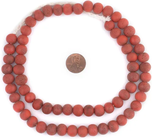 Vista 2 de TheBeadChest Cuentas de vidrio Java de estilo antiguo rojo coral (0.433 in)