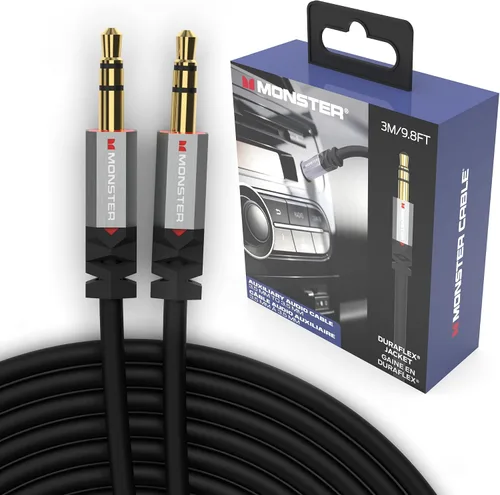 Vista 10 de Monster Gen1 Essentials - Cable de audio macho a macho, cable auxiliar de 9.8 pies con chaqueta Duraflex, conectores chapados en oro, cable auxiliar