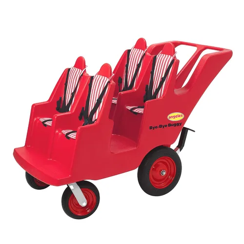 Vista 11 de Children's Factory Cochecito de 4 Pasajeros con Llantas "Fat Tire" que Nunca se Desinflan Bye-Bye Buggy, Cochecito Rojo para Múltiples Pasajeros