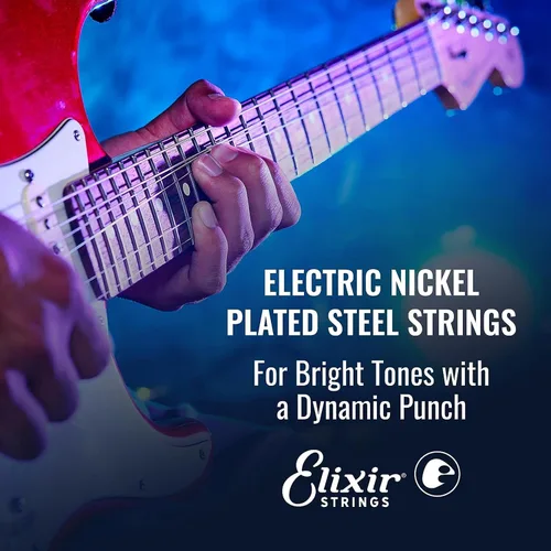 Vista 4 de Elixir Cuerdas, cuerdas para guitarra eléctrica, acero chapado en níquel con revestimiento NANOWEB, tono brillante de mayor duración con sensación