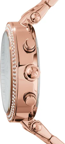 Vista 2 de Michael Kors - Reloj Parker de acero inoxidable y cristal pavé para mujer, con correa de acero, cuero o silicona