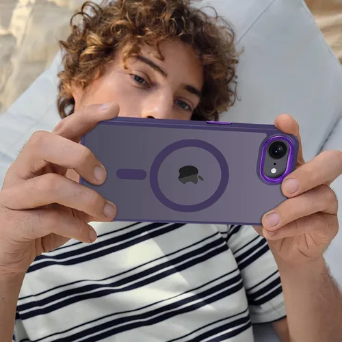 Vista 1380 de Anuck - Funda magnética para iPhone 11 compatible con MagSafe, carcasa trasera mate translúcida dura, borde de TPU, delgada, resistente a impactos