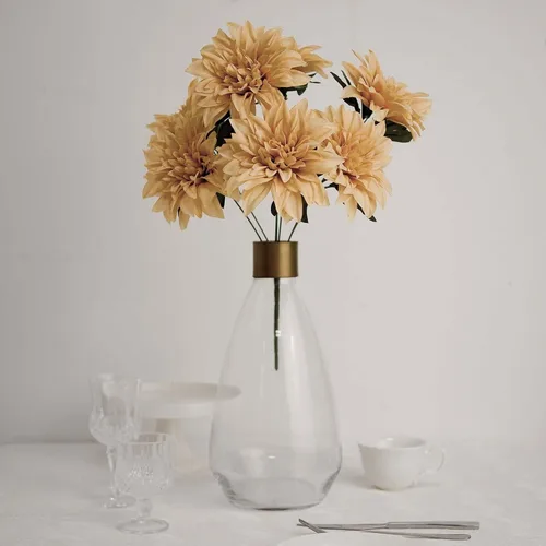 Vista 11 de Efavormart - Paquete de 2 arbustos de flores de dalia blanca de 20 pulgadas, ramos de boda artificiales Blanco