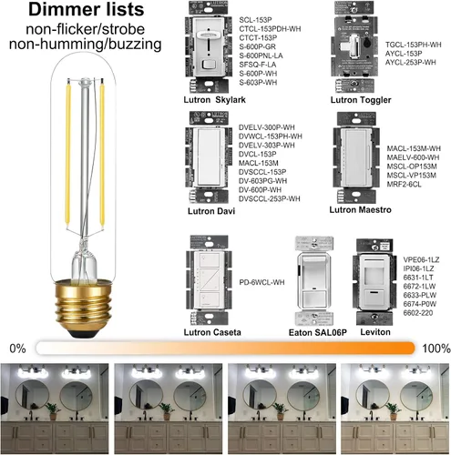 Vista 2 de Paquete de bombilla LED regulable T10 luz diurna 5000K bombilla tubular y bombilla G16.5 Blanco neutro 4000K E26 Bombilla 4 W = 40 W AC120V 400lm