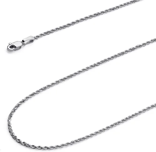Vista 16 de Collar de cadena de cuerda de corte de diamante de 14 quilates con corte de diamante macizo de 0.157 in, 0.118 in, 0.098 in, 0.079 in, 0.059 in