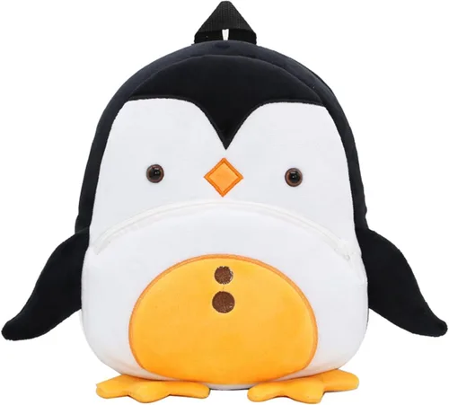 Vista 8 de Mochila pequeña para niños y niñas, linda mochila pequeña de dibujos animados de animales de felpa suave para niños de 2 a 6 años, negro