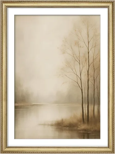 Vista 289 de MUDECOR Lienzo enmarcado prémium para pared, pinos nevados en bosque de invierno, ilustraciones modernas, arte contemporáneo, escénico, divertido