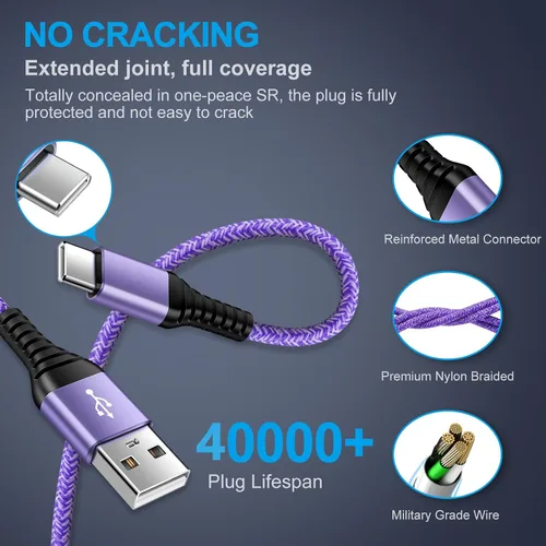 Vista 5 de Cable USB a C de carga rápida para iPhone 17e 17 Pro Max Air 16e 16 Pro Max 16 Pro 15 Plus 15,3.1A cable USB tipo C, cargador de teléfono Android