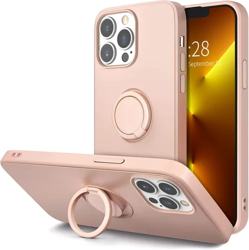 Vista 9 de Hython Funda para iPhone 13 Pro Max con soporte de anillo [soporte de anillo giratorio de 360° con soporte magnético] [forro de microfibra suave]