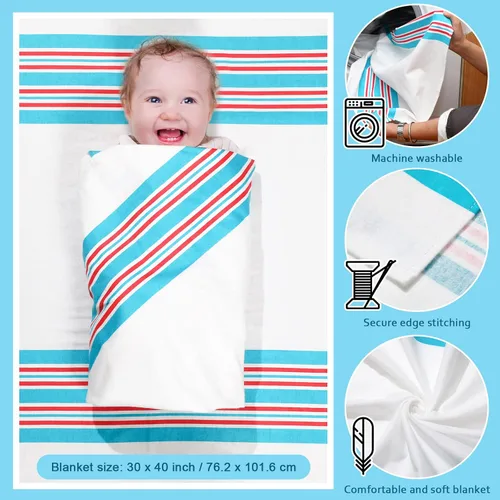 Vista 3 de Remerry 8 mantas de recepción, 30 x 40 pulgadas, mantas de hospital 100% franela de algodón, suaves y cálidas, para envolver unisex, para niñas