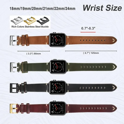 Vista 5 de Hemsut - Correa de reloj de cuero, correa de reloj de cuero Horween para hombre de 18, 19, 20, 21, 22, 0.945in, liberación rápida, hecha a mano