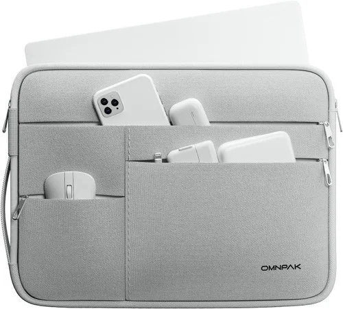 Vista 12 de Omnpak - Funda para laptop de 13 pulgadas para MacBook Air/Pro M5-M1/MacBook Neo con bolsillos y asa lateral, funda protectora resistente al agua