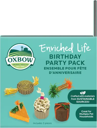 Vista 2 de Oxbow Birthday Party Pack, Rabbit & Guinea Pig Toys, Bunny Enrichment Toys Juguetes para masticar conejos, Enriquecimiento de conejillo de indias