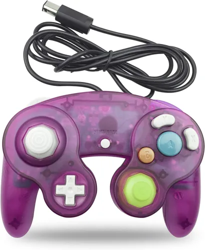 Vista 2 de AreMe Classic - Controlador con cable de extensión compatible con Wii Gamecube GC Console morado transparente