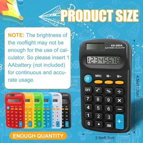 Vista 2 de Paquete de 30 calculadoras de bolsillo, mini calculadora de tamaño de bolsillo, calculadoras básicas de pantalla de 8 dígitos, calculadoras de 4