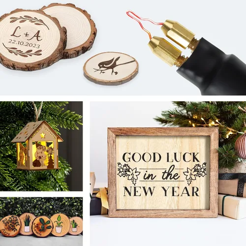 Vista 3 de Tekchic - Kit de combustión de madera de 60 W, herramienta de pirografía con 20 puntas de alambre Professional Wood Burner Pen with Ball Tips
