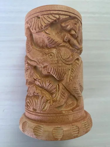Vista 3 de Tamaño tallado de madera sólida hecha a mano antiguo del tenedor de la pluma 4" X 2" pulgadas