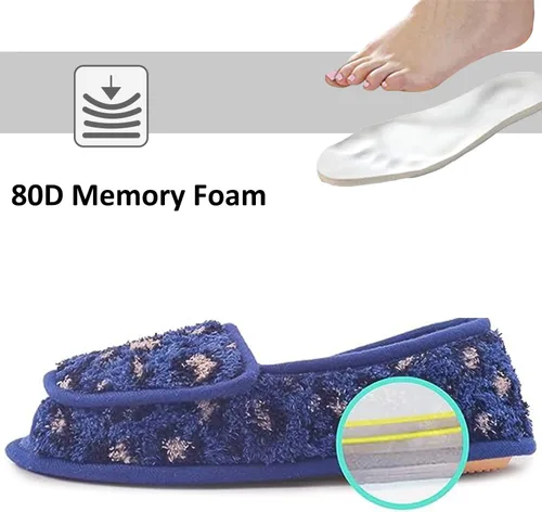 Vista 38 de Git-up -Pantuflas para mujer con diabetes/artritis/edema, cierre ajustable, espuma viscoelástica, punta abierta, extra ancha