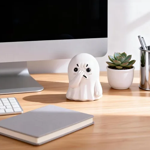 Vista 2 de orenm Figuras de fantasmas de nariz que sostiene la nariz, bonita decoración de Halloween, figuras de fantasmas de resina para interiores, divertida
