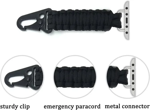 Vista 2 de yothchose Llavero de cuerda de paracaídas compatible con correa trenzada militar Apple Watch Fob