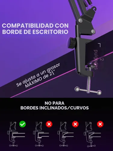 Vista 6 de InnoGear Soporte de Micrófono con Brazo Articulado para Blue Yeti HyperX QuadCast S SoloCast Snowball Fifine K669B y otros Micrófonos