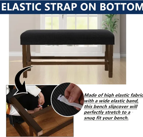 Vista 5 de Fundas rectangulares elásticas para banco y sillas de comedor, tela jacquard suave, extraíble y lavable, protector de asiento antipolvo para sala