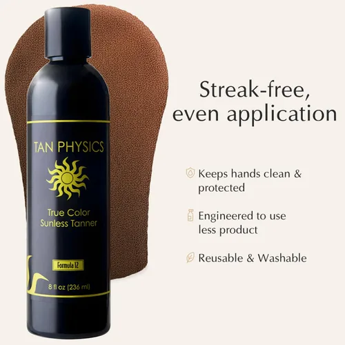 Vista 7 de Tan Physics True Color Sunless Tanner, 8 onzas líquidas (paquete de 3) con guante de bronceado, autobronceador, loción bronceadora sin sol