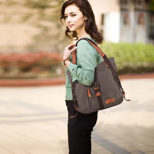 Vista 6 de SHANGRI-LA - Bolso de mano para mujer, estilo informal, para escuela, mochila convertible.