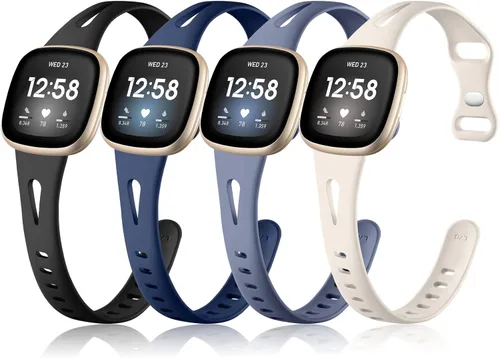 Vista 15 de Ouwegaga Compatible with Fitbit Versa 4 Bands for Woman/Sense 2/Sense/Versa 3 Bands for Men,Soft Silicone Slim Sport Strap Compatible with Fitbit