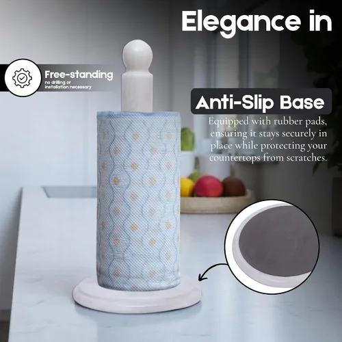 Vista 8 de Toallero de papel de cocina de mármol hecho a mano con soporte antideslizante - Soporte de papel de regalo para encimera de cocina, gabinete y baños