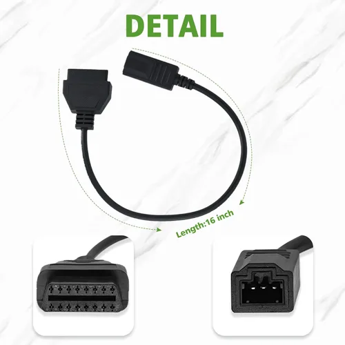 Vista 6 de Adaptador OBD1 a OBD2 para Honda Cable de 3 Pines, Compatible con Vehículo Honda Cable Adaptador de Conector Diagnóstico de 3pines Obd1 a 16pines
