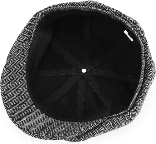Vista 5 de Newsboy - Gorra para hombre, mezcla de lana de tweed de espiga