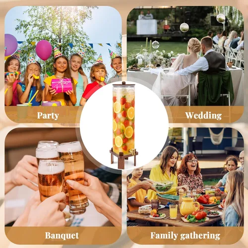 Vista 7 de FillTouch 1 dispensador de bebidas de vidrio de 5 galones con soporte de madera de acacia y tapa, dispensador grande de bebidas de vidrio con espita
