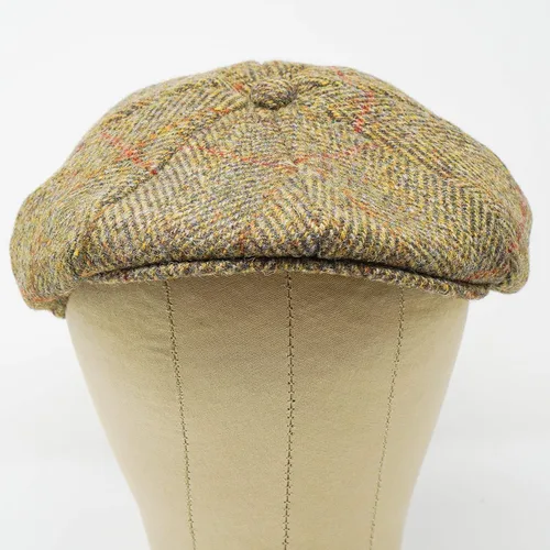 Vista 2 de Borges & Scott Dingwall - Gorra plana de 8 piezas, 100% lana tejida a mano, Harris Tweed, resistente al agua Herringbone