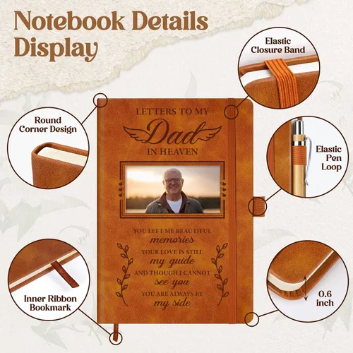 Vista 4 de Regalos conmemorativos para la pérdida de papá, diario de duelo con inserto de fotos, cartas a mi padre en el cielo, regalo de condolencia