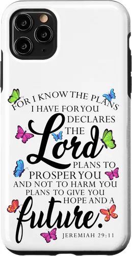 Vista 12 de iPhone 16 Christian Faith Jeremiah 29 11 Inspiring Butterfly Art Women Case