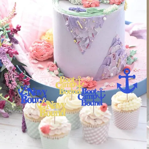 Vista 6 de 24 paquetes de adornos para cupcakes con temática militar, púas para cupcakes con temática de campo de entrenamiento, adornos para cupcakes