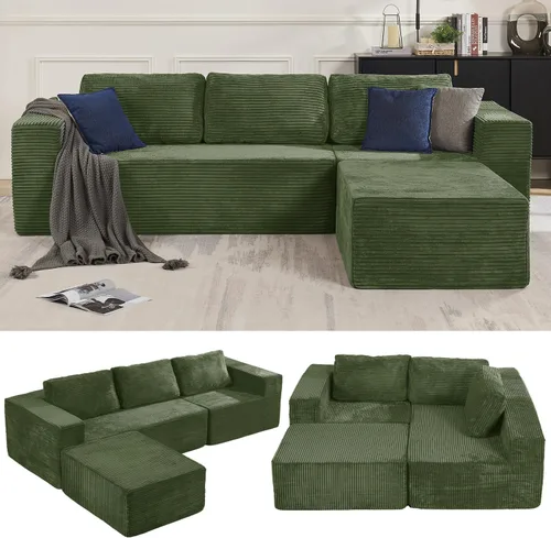 Vista 41 de Furnify Sofá modular tapizado de espuma de 30", Sofá de piso tapizado con almohada, Silla puf para dormitorio y sala de estar, No requiere