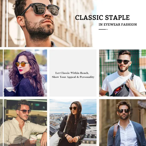 Vista 2 de GQUEEN Classic Horn Rimmed Semi Rimless Polarized Sunglasses for Men Women GQO6