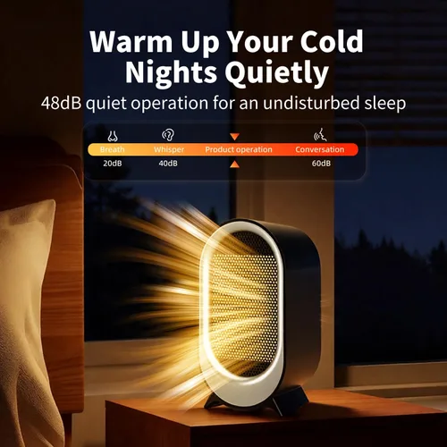 Vista 4 de Calentador de espacio pequeño para uso en interiores, calentador eléctrico portátil de cerámica PTC de 850 W con termostato, calefacción rápida 2S