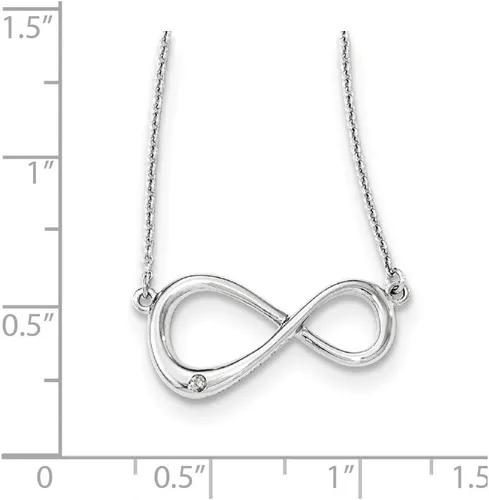 Vista 2 de The Black Bow Collar Infinity con detalles de diamantes en plata rodiada, 16 pulgadas, Gema, diamante blanco no aplica