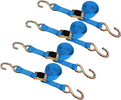 Vista 17 de Mega Cargo Control - Hebilla de leva resistente de 1" x 6' con ganchos S recubiertos de negro - WLL 400 lbs. Paquete de 4
