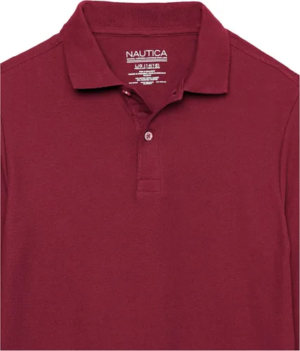 Vista 3 de Nautica Camisa polo de manga larga para uniforme escolar para niños, cierre de botón, cómoda, tela transpirable