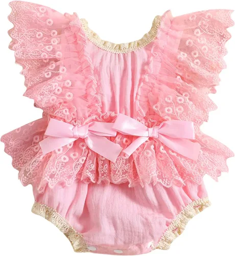 Vista 16 de Ropa para bebé niña con flores, encaje estilo boho, mono con tirantes, traje de verano para bebé niña Achristmas-verde