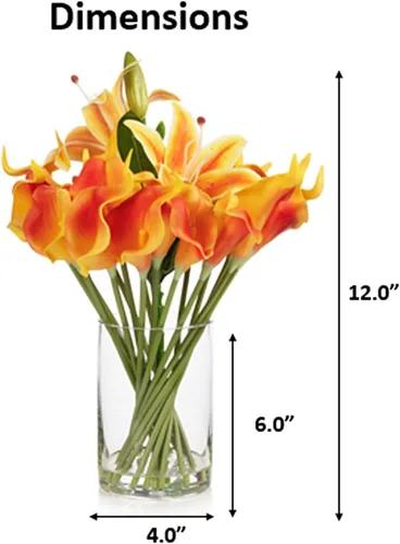 Vista 4 de Real Touch - Flores artificiales con jarrón, arreglo de flores artificiales en jarrón con agua sintética para decoración de mesa de comedor, centros