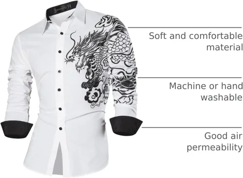 Vista 124 de JZS041, camisa de vestir de manga larga para hombre