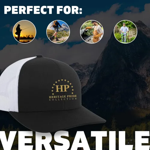 Vista 3 de Heritage Pride Gorra de béisbol bordada para hombre, diseño de bosque de montaña de búfalo