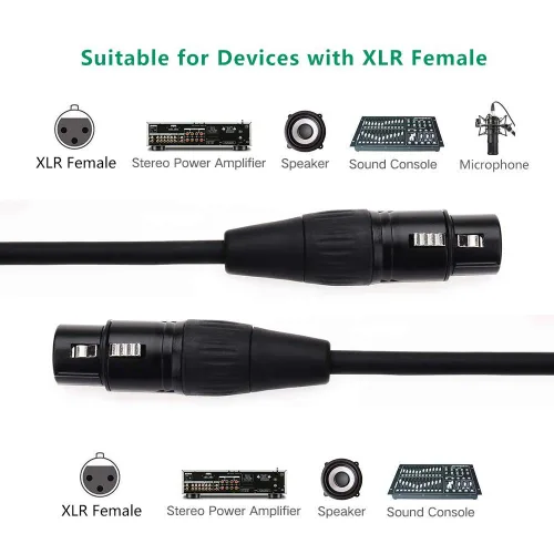 Vista 3 de NANYI 2 cables de conexión XLR hembra a hembra para micrófono divisor XLR a XLR, cable de micrófono XLR de 3 pines hembra a hembra, cables