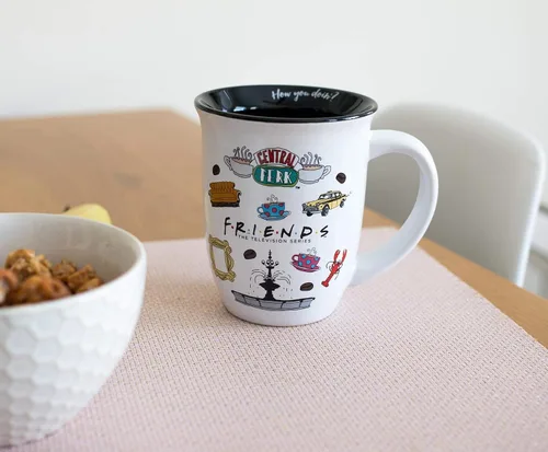 Vista 5 de Silver Buffalo - Taza de cerámica con el logotipo de Central Perk de la serie Friends, de borde ancho, de 16 onzas