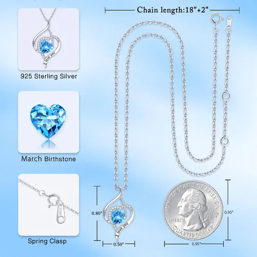 Vista 6 de Collar de piedra natal, regalos de amor para mujer, plata de ley 925, piedra preciosa natural o creada, joyería de piedra natal, regalo de San
